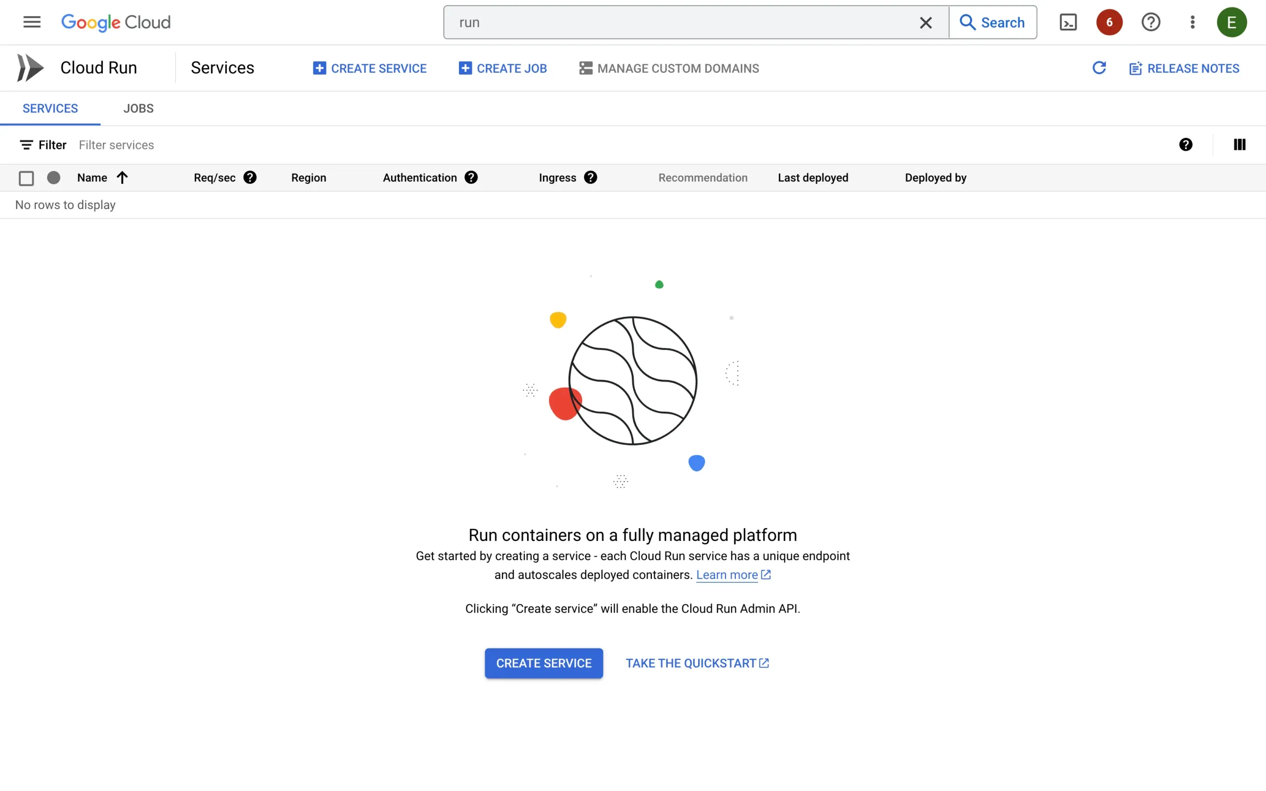 Cloud run dashboard